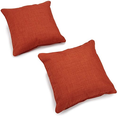 Blazing Needles Indoor/Outdoor Spun Poly 20-Inch by 20-Inch by 6-Inch Throw Pillow, Lemon, Set of 2