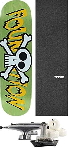 Foundation Skateboards Crossbones Assorted Colors Skateboard Deck - 8.25" x 31.75" with Components - Bundle of 7 Items