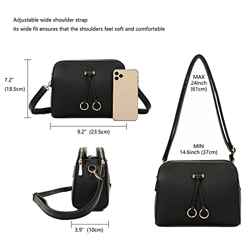 ELIOX Women's Small Shoulder Bag with 3 Large Compartments – Hand Bag PU Leather Synthetic – Fashion Handbag Shoulder Bags – Crossbody Bag