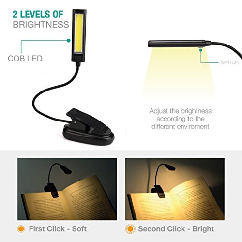 Flexible LED Light ,Vanvler [ Desk Table Lamp ] Clip-On [ USB Light Rechargeable ] Reading Study (Black) - Thumbnail 5