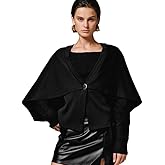 URBAN REVIVO Women's Oversized Cape Coat Batwing Sleeve Cardigan Open Front Poncho Sweater Fall Winter Knitted Shawl Wrap