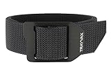 Trayvax Cinch Web Belt, Black Nylon Webbing, Black Buckle, 38-42