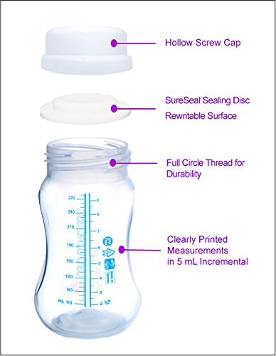 Wide Neck Breastmilk Collection n Storage Bottle 9oz; Re-markable SureSeal Disc. Fits Spectra S2 Spectra S1 Spectra 9 Plus and Avent Breastpumps Replace Spectra Bottle, Avent Classic Natural Bottle