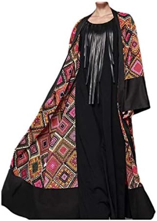 CuteRose Women Fashionable Plus-Size Comfort Cardigan Print Dress Overcoat