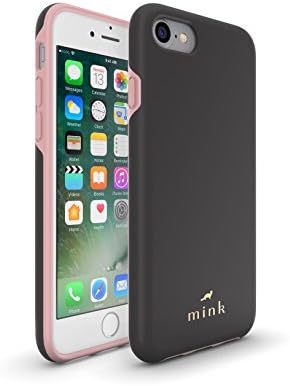 iPhone 7, iPhone 8 Protective Phone Case from Mink - Madison Series - Soft-Touch Coating. Detachable Hard Rubber Inner Liner - Slim, Sturdy, Lightweight and Beautiful - Black and Bridal Rose