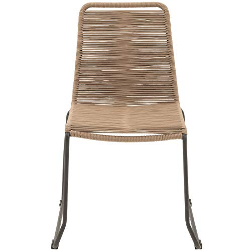 OUTLIV. Maranello Gartenmöbelset 5tlg. Stahl/Teak/Rope, Tisch 180x90, Stuhl 60,5x55, Gestell in Schwarz, Sitzfläche in… – Bild 6