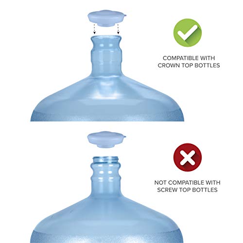 Brio Dew Cap Crown Top Replacement Cap - 4 Pack - 55mm Snap On Cap for Crown top lids for 3 & 5 Gallon Water Bottles (Blue)