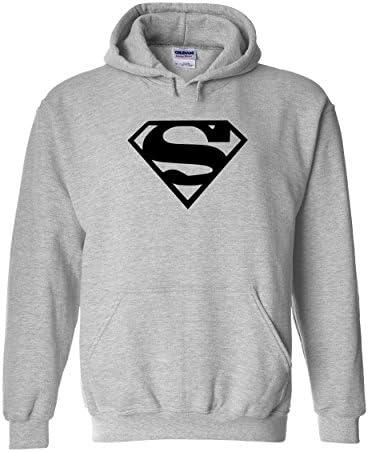 Superman Hoodie | Comic Superhero Fan Hooded Sweatshirt | Mens Grey Medium