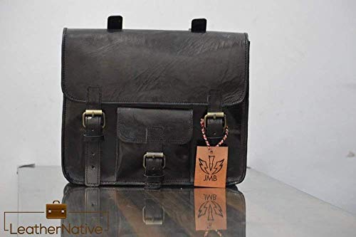 Leather Native 2 X Motorcycle Side Pouch Black Leather Side Pouch Classic Saddlebags Saddle Panniers (2 Bags) Summer Sale!