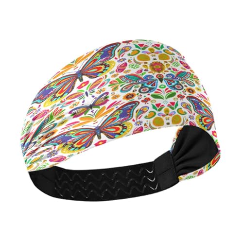 WELLDAY Headbands for Women Colorful Butterflies Soft Elastic Non Slip Headbands for Women Running, Wide Women’s Head Band for Thin Hair