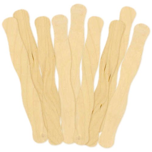 8" Unfinished Wood Wavy Bid Paddle Fan Sticks - 32 Piece Package