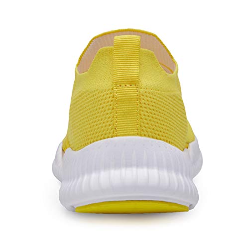 Phefee Slip on Walking Shoes for Women Lightweight Comfortable Work Shoes Non-Slip Tennis Shoes Fashion Sock Sneakers(Yellow,37)