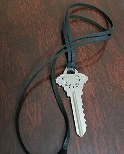 Vintage Hand Stamped Key Necklace on Leather, Vintage Keys Handmade, Custom Jewelry, Personalized Key Necklaces, Gift For Women Repurposed Inspirational Giving Jewelry Mom Gift giving key