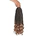 3S Wavy Ends Box Braids Crochet Braiding Hair Extensions Ombre Brown Synthetic Goddess Box Braids With Free Curly End Crochet Braids For Woman Girls 22strands/pack (18inch,T27)