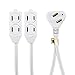 Uninex AC212UL Flat Angle Plug Extension Cord with Twin Tap, UL Listed, White, 12-Foot