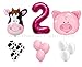 Farm Animal Balloon for 2nd Birthday Party Decorations, Cow And Pig Baby Girl Party Supply 12 ct Pink Balloons, Cow Print And White Balloons, Number 
