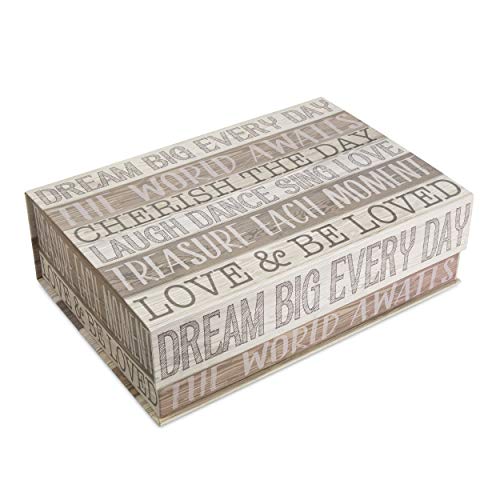 Tri-Coastal Design Decorative Nesting Storage Boxes with Lids Stackable Box Set - Rectangle Cardboard Containers for Storage and Organization - Small, Medium, and Large (Treasure Each Moment) - Thumbnail 4