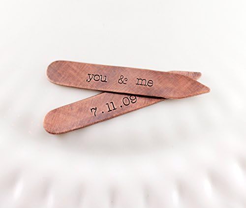 Copper Custom Collar Stays - Custom Monogram - "You and Me"