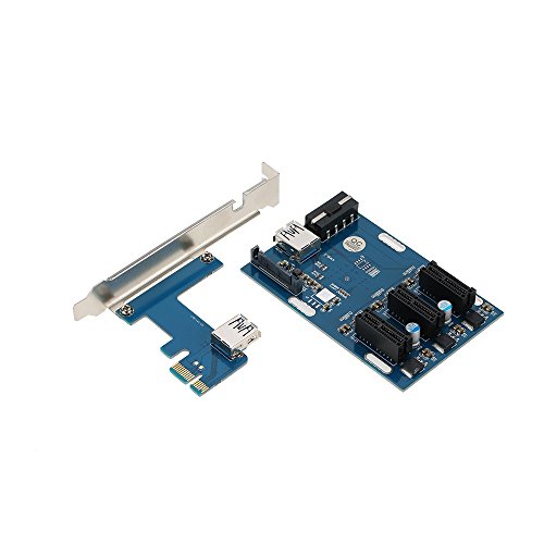 PCI-E 1X Expansion Kit 1 to 3 Ports Switch Multiplier Hub Riser Card with USB 3.0 Cable Pcie Mining Modules - Quarkscm - Thumbnail 2