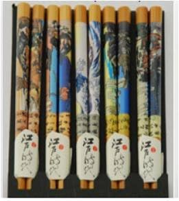 TVP Global 5 Pair Japanese Chopsticks Set Scenery Blue