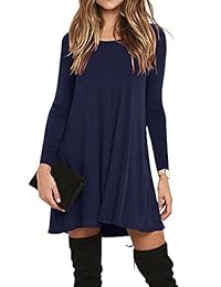 Vestido informal holgado de manga larga con bolsillo para mujer Iandroiy