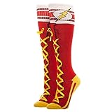 Flash Faux Lace Up Knee High Boot Socks w/Cuff - One Size