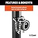 CURT 28350 Weld-On Pipe-Mount Swivel Trailer Jack, 5,000 lbs. 10-3/4 Inches Vertical Travel, CARBIDE BLACK POWDER COAT
