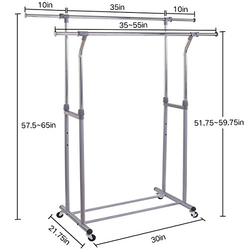 garment rack, rolling rack,double rail clothing rack storage garment