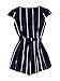 Romwe Women's Casual Vertical Striped Jumpsuit Romper with Belt Navy M
