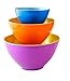 ienjoyware Colorful Melamine Mixing Bowls, Set of 3 - Two-Tone Nesting Design - Purple, Orange and Blue