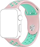 SELLERS360 Soft Durable Nike + Sport Replacement Wrist Strap for iWatch Series 1 Series 2 Apple watch band (Pink/Mint Green 38mm S/M)