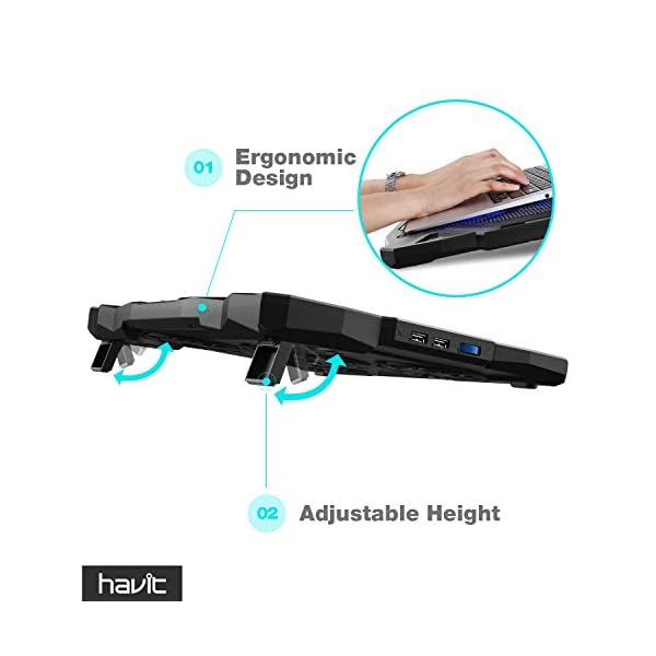 HAVIT-Laptop-Cooling-Fan-Portable-Cooling-Pad-with-5-Quiet-Fans-and-2-USB-Ports-for-Up-to-17-Laptops-F2068-BlackBlue HAVIT Laptop Cooling Fan, Portable Cooling Pad with 5 Quiet Fans and 2 USB Ports, for Up to 17” Laptops, F2068 (Black…