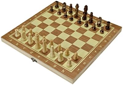 Travel Checkers Board Game and Wooden Portable Chess Board Set Folding Combo Board Games (10" x 10" x 1.5")