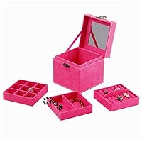 Jennifer Ling three-layer lint jewelry box organizer display storage case with mirror