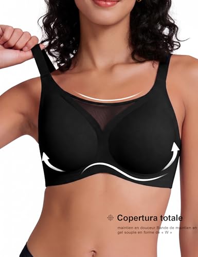 Bresdk Women's Wirefree Bra for Large Breasts, with Great Support, Push-up Effect, Seamless, Comfortable, Classic Padded Mesh Bralette.