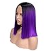 HANNE Ombre Black to Purple Wig Short Bob Wigs Shoulder Length Bob Hair Short Straight Hair Bob Wigs for Women Ombre Purple Wig Halloween Rumi Cosplay Wigs (Ombre Purple)