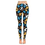 InterestPrint Custom Halloween Ghost Sugar Skull Stretchy Capri Leggings Skinny Pants for Yoga Running Pilates Gym(2XS-5XL)