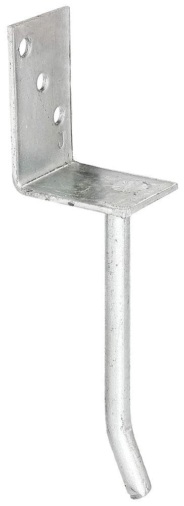 Alberts 214005 L-Shaped Post Anchor, with Round Steel Concrete Anchor, Hot dip Galvanized, Width 80 mm, Knurled Steel Length 200 mm — image 1