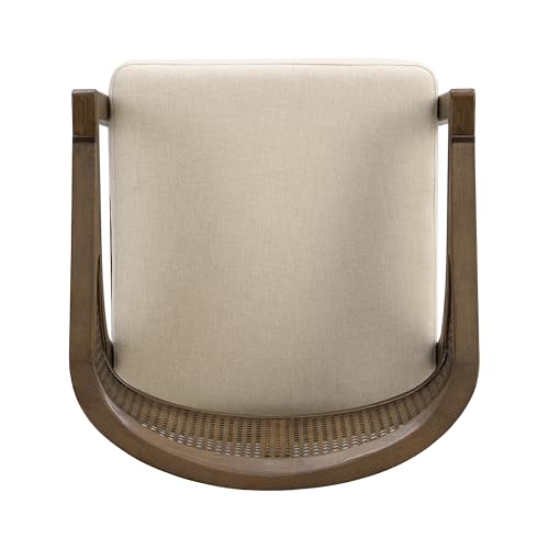 Merax Rattan Counter Height Bar Stools Set of 2, Wooden Frame Bar Chairs with Natural Rattan Woven Back, Modern Kitchen Island Chairs, Footrest for Kitchen, Dining Room, Beige/Walnut