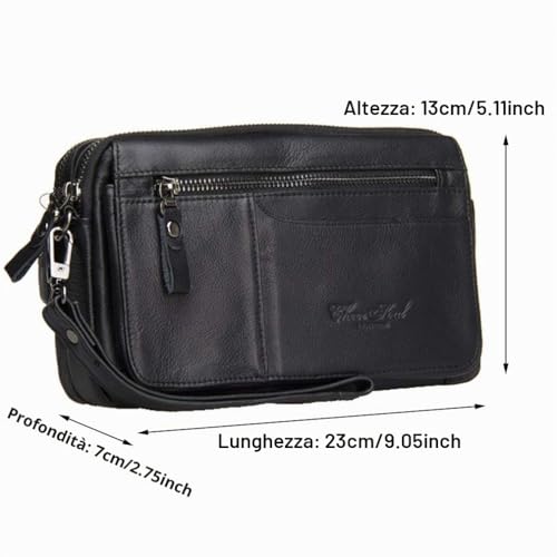 Leather Clutch Bag Wrist Bag for Men Women Outdoor Business Travel Organizer Wrist Strap Waist Bag Coin Purse Multiple Pocket Phone Holder iPhone 7 Plus/8/8 Plus/X, #01