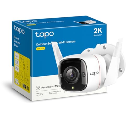Tapo TP-Link C310 UEberwachungskamera Aussen, WLAN IP Kamera, 3MP Hochaufloesung, 30m Nachtsicht, Bewegungserkennung, IP66 wasserdicht,Alarmmeldung, Zwei Wege Audio,unterstuetzt Alexa & Google Assistant