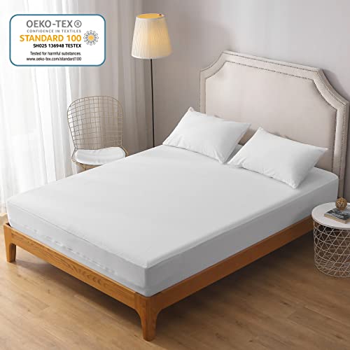 Bedecor Elastic Mattress Cover with Zip, Hypoallergenic, Silent, Cotton Waterproof Mattress Protector 140 x 190 x 16 cm