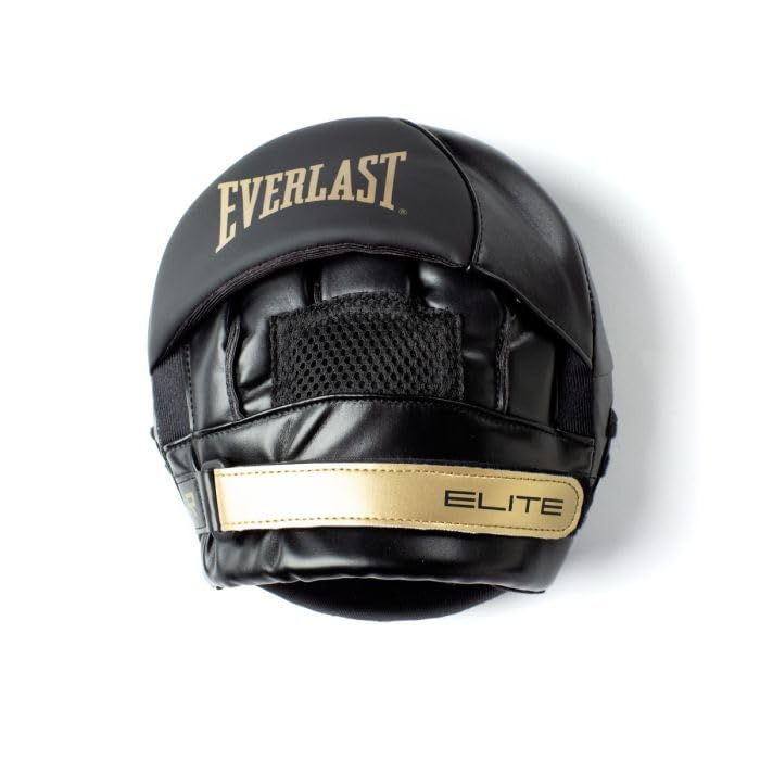 Everlast Elite 2 Micro Punch Mitts Black/Gold - Premium Coach Focus Pads with EVERDRI Cooling & Triple-Layer Foam