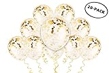 Gold Confetti Balloons - Gold Balloons - PREFILLED 20 Pack 12