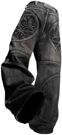 Nutriangee Men's Baggy Wide Leg Jeans Streetwear Y2K Hip Hop Loose