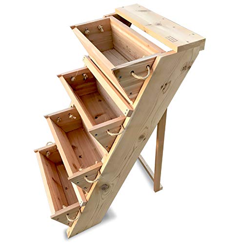 Ropedoncedar Vertical Garden Box Kit – Freestanding Indoor Outdoor Planters Made of Cedar for Growing Herbs, Vegetables, Succulents and Flowers on Your Balcony, Patio or Other Small Space