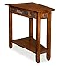 Leick Home Slate End Table, Solid Wood, Narrow Wedge Shape, Slate Tile Insets, Bottom Display Shelf, Easy-Assembly, Rustic Oak, 23.5 in. L x 17 in. W x 24 in. H, 10056
