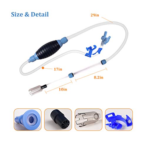 boxtech Aquarium Fish Tank Cleaner, Vacuum Siphon Water Changer Pump Gravel Sand Cleaner, Aquarium Water Filter with Flow Control Tap