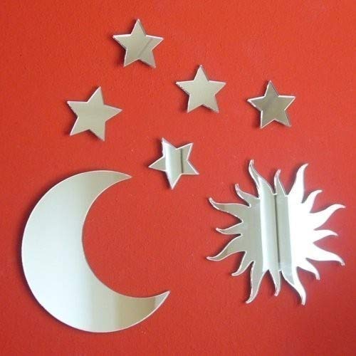 12cm Sun Mirror, 12cm Moon Mirror and Five 4cm Star Mirrors