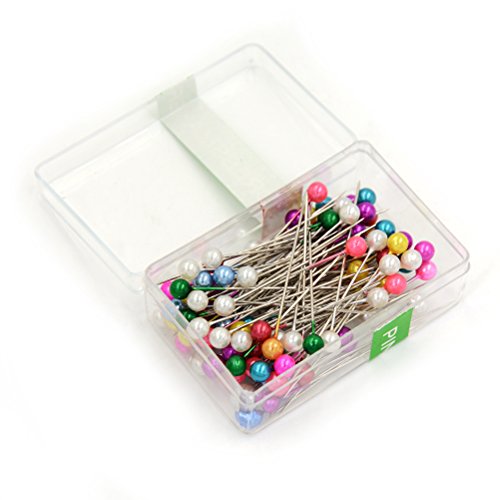 7thLake 100 Pieces colorful pearl head pins in one clear box, 2 pack in one package - Thumbnail 2